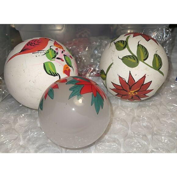 Vintage Hand Painted Mixed Lot Glass Christmas Ornaments 3F46 - Picture 8 of 9